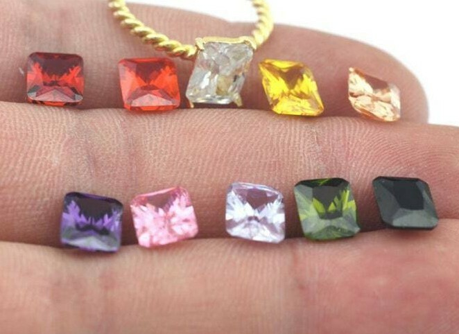 Octagon rectangle Cubic Zirconia Crystal Cabochons Multi color 7x9mm Cab131