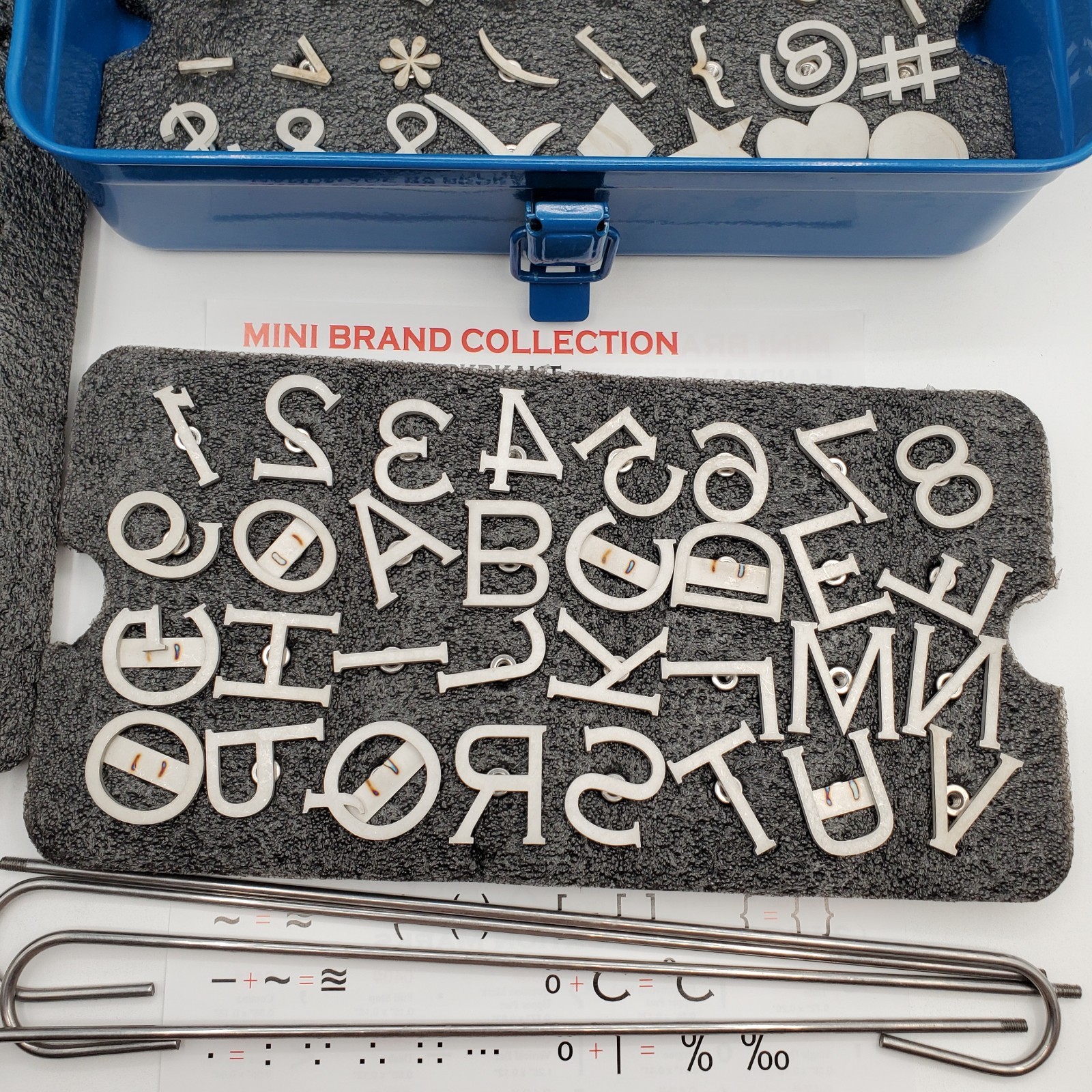 Branding Stamp Set 1.25in Letters Numbers Marks Full Set Unused Metal Toolbox