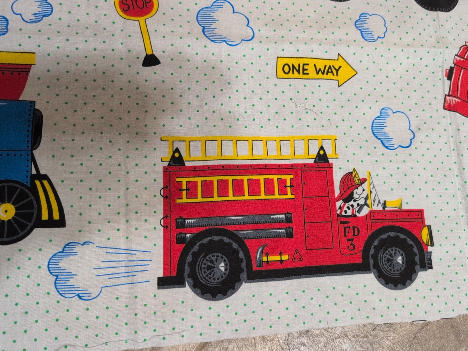 Vtg TRAINS, PLANES & AUTOMOBILES by Fabric Traditions Lot of 2 panels Quilt Kids