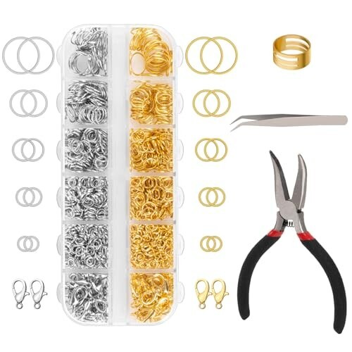 1200 Pcs Jump Rings for Jewelry Making Supplies, Necklace Repair Kit with Open/C