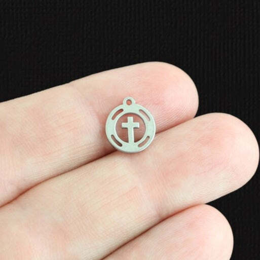 4 Cross Stainless Steel Charms 2 Sided – SSP549