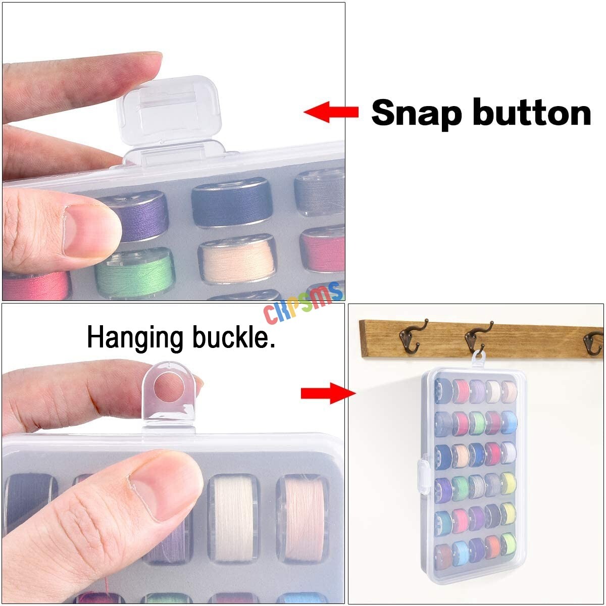 Bobbin Holder Storage Case / Box FOR 60PCS Bobbins (Box Only) Groove 0.5″×0.8″