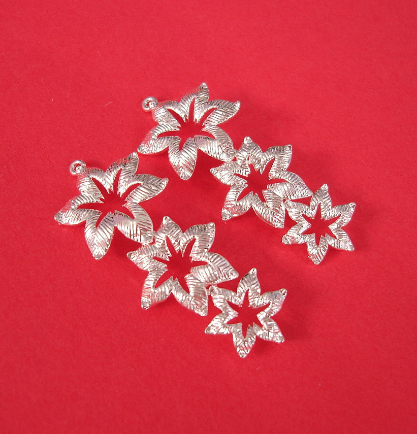 2 Sterling Silver Plated Cascading Flower Connector Brass Pendant.