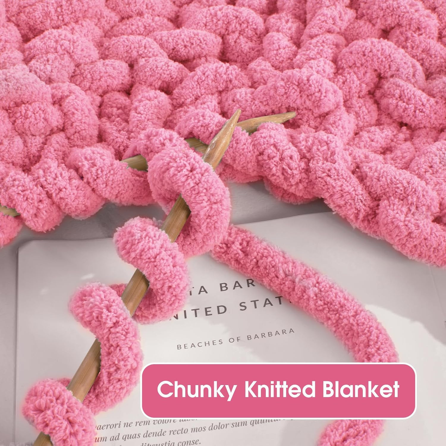 Chunky Yarn for Crocheting 8 Pack Jumbo Chenille 27yds 8oz Each Pink
