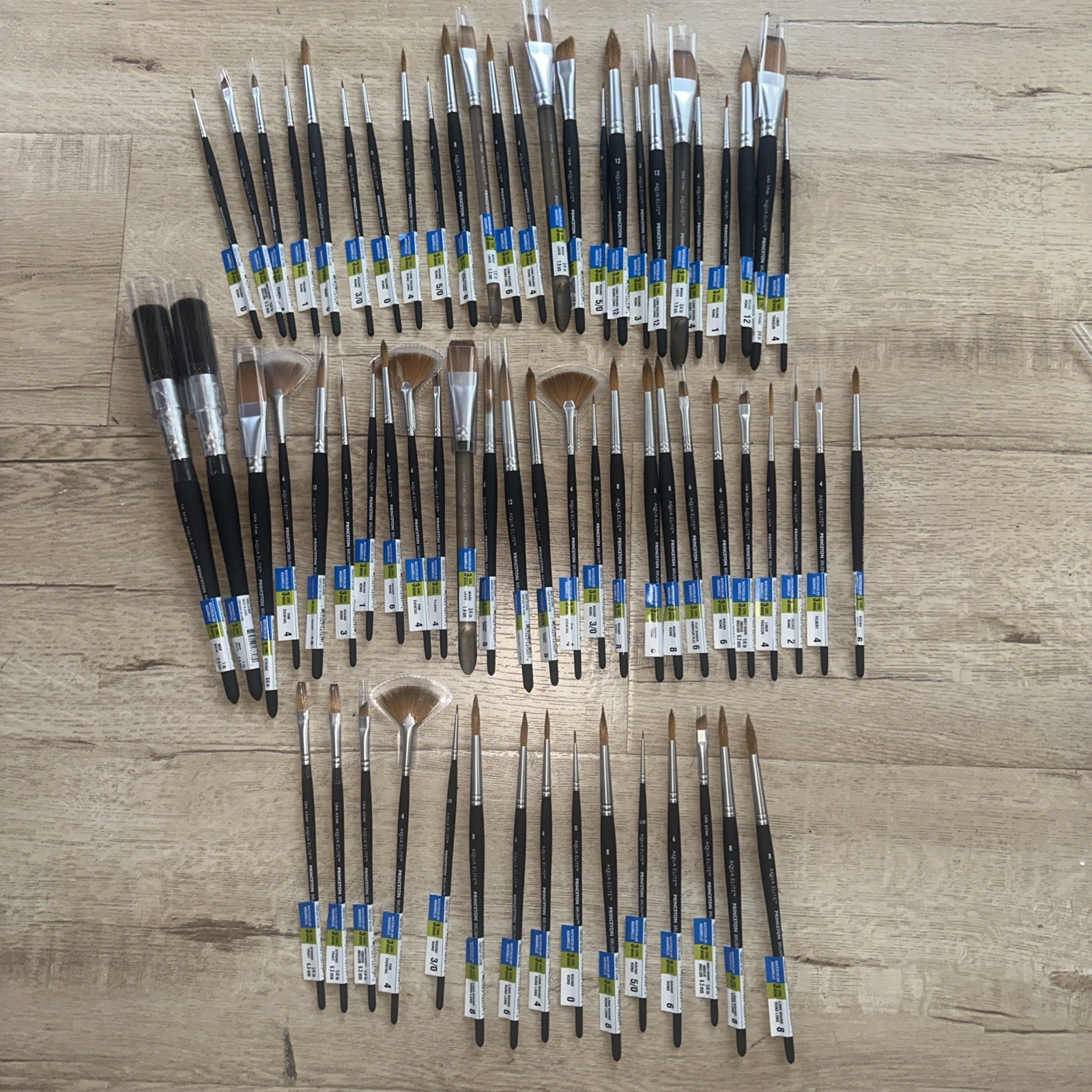 Princeton Aquarelle Watercolor Paint Brushes! Lot of (65) NEW!