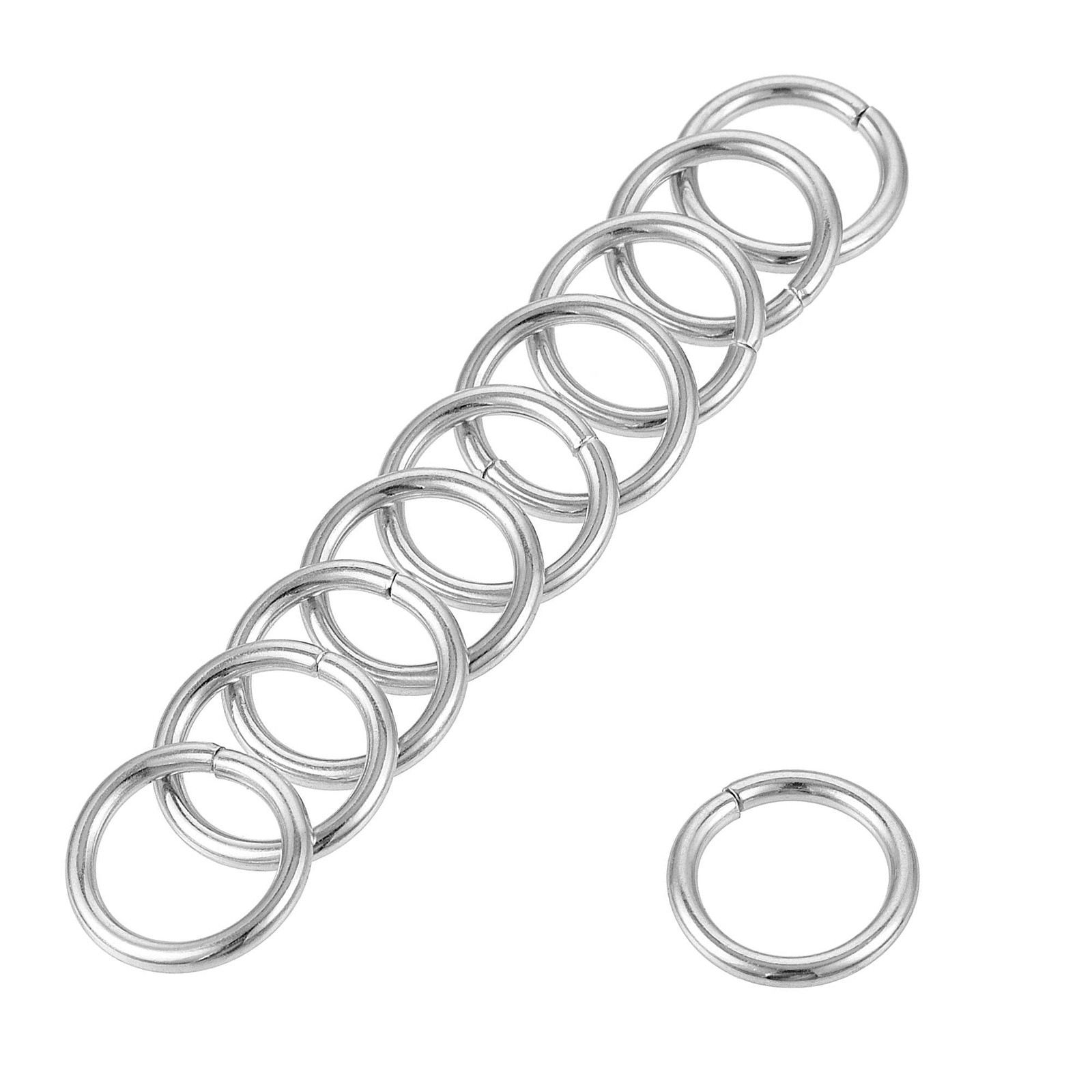 uxcell 0.39″(10mm) Metal O Rings 1.6mm Thick Non-Welded 10mm, Silver Tone