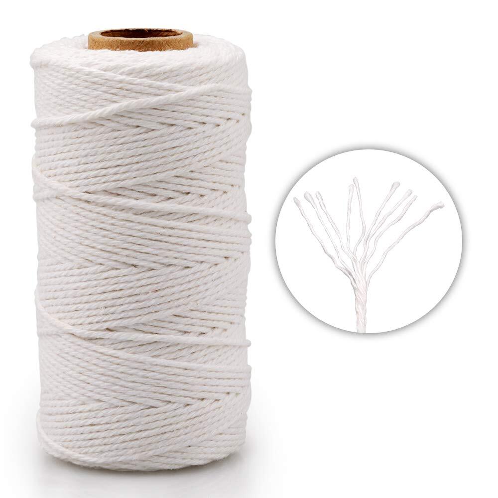 White String, Cotton Bakers Twine，328 Feet 2MM Natural White Cotton String for