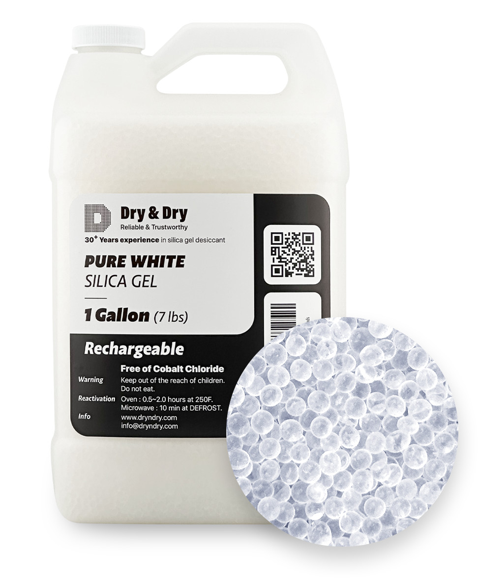 1 Gallon(7 LBS) Pure & Safe Premium White Silica Gel Beads – Rechargeable