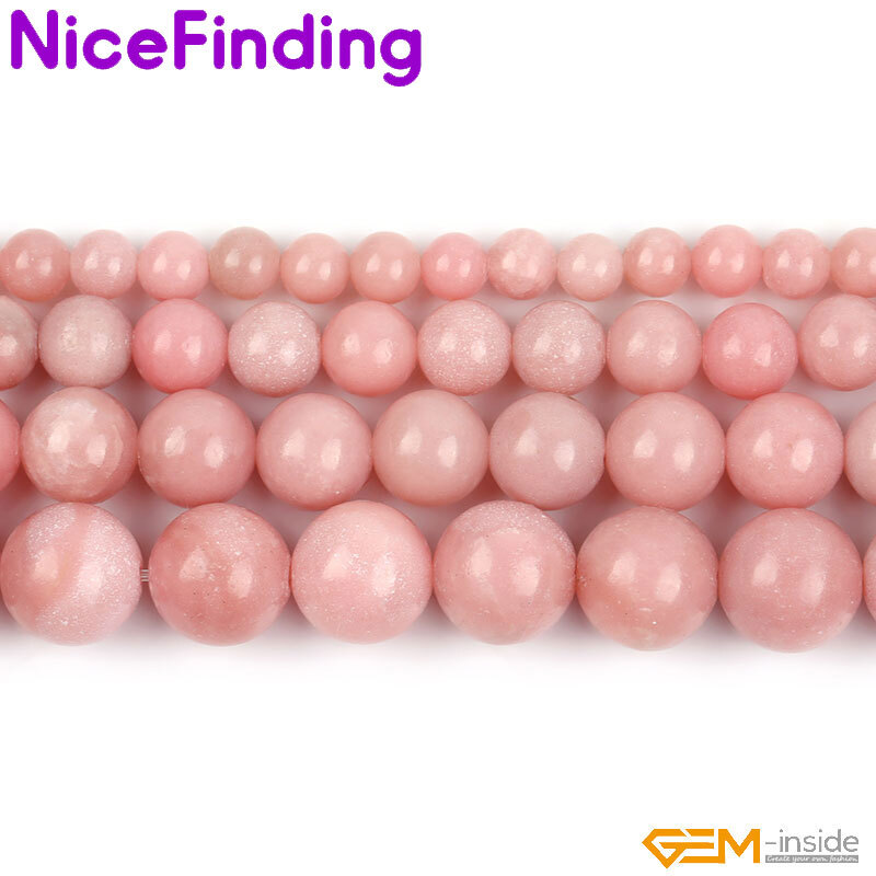 Natural Genuine Pink Opal Round Loose Gemstone Beads Jewelry Making Strand 15″