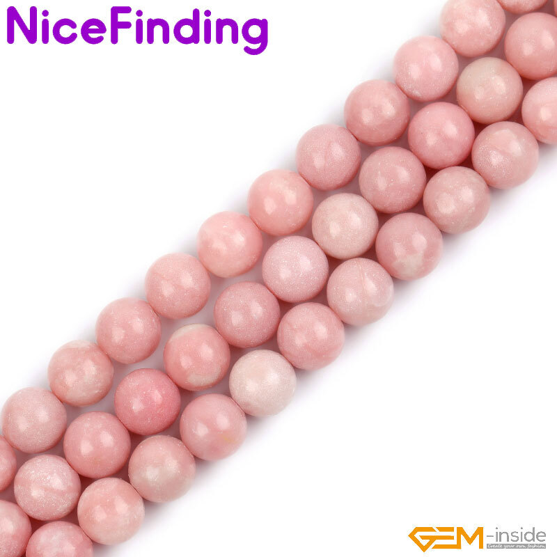 Natural Genuine Pink Opal Round Loose Gemstone Beads Jewelry Making Strand 15″