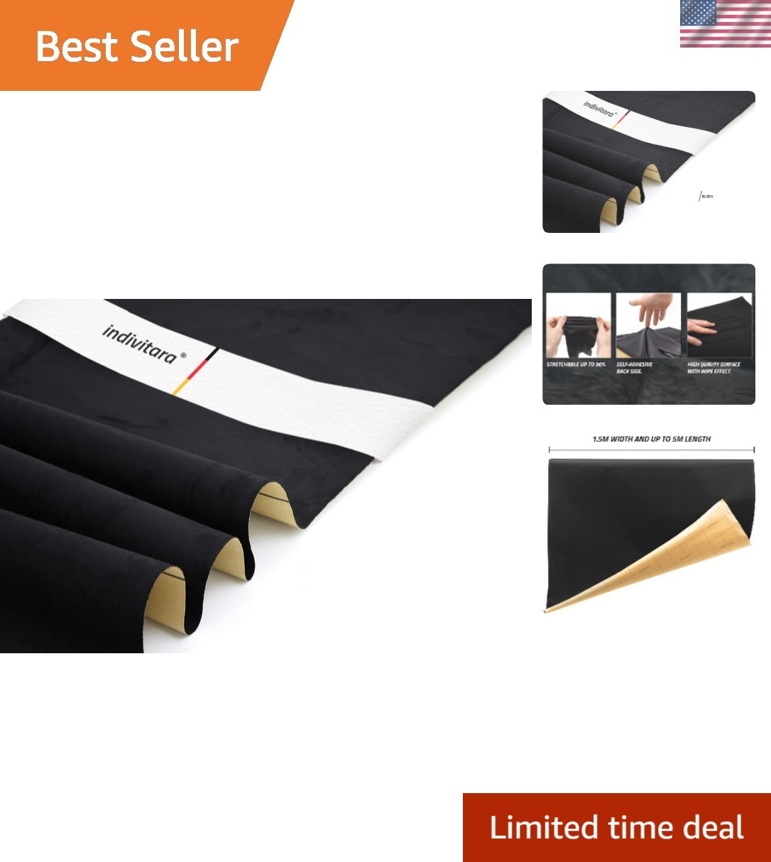 Soft Touch Imitation Leather Wrap – Car Interior (Black)//