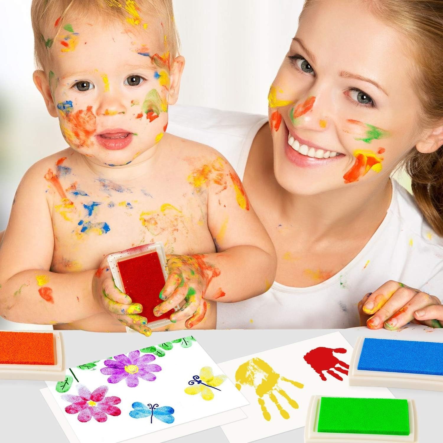 Non-Toxic 15 Color Washable Ink Pads for Kids’ Creative Finger Painting