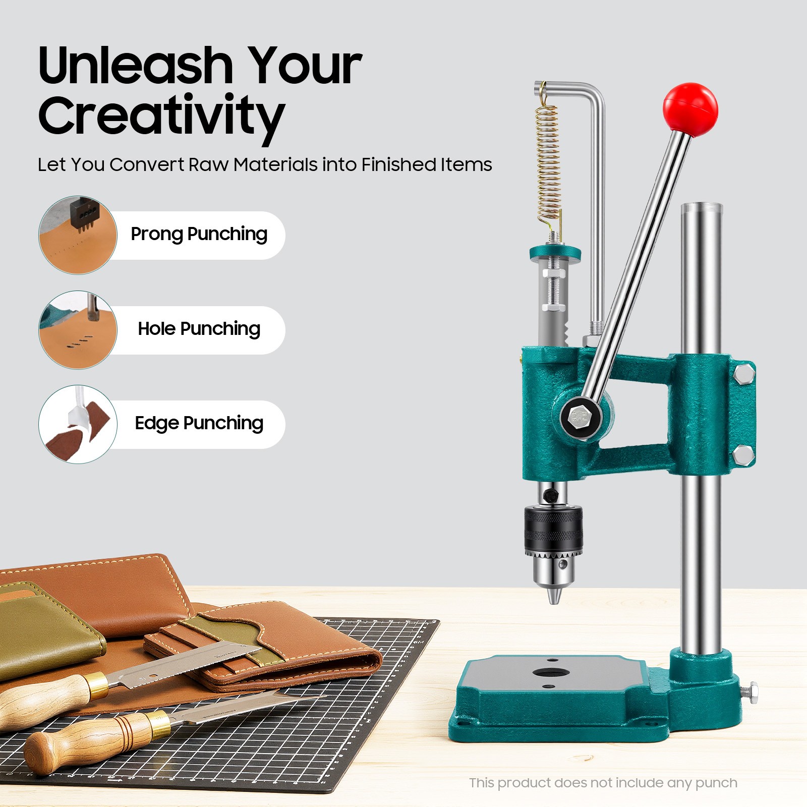 Hand Punch Machine Leather Hole Puncher Manual Embossing Imprinting Press Tool