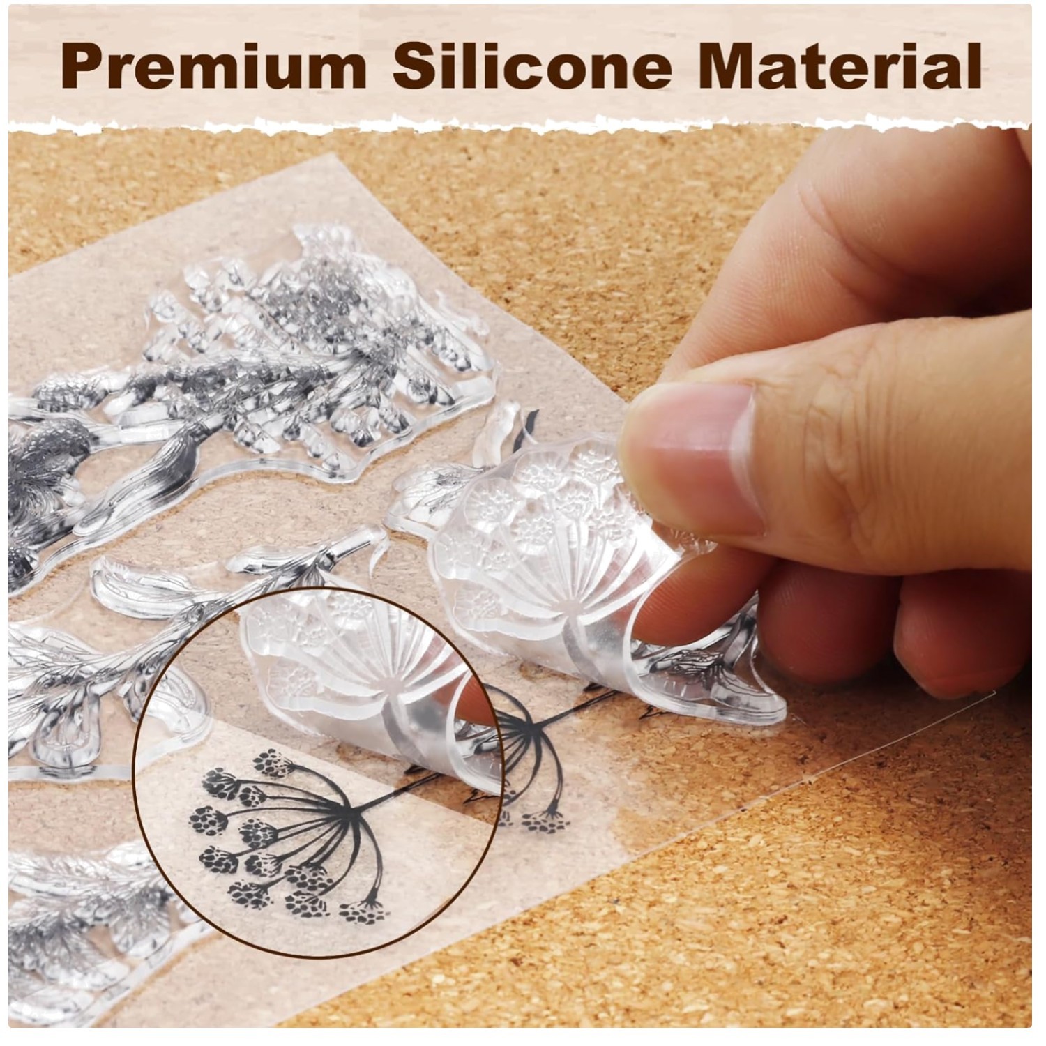 Silicone Flower Stamp Set – 8 Sheets Vintage Plants