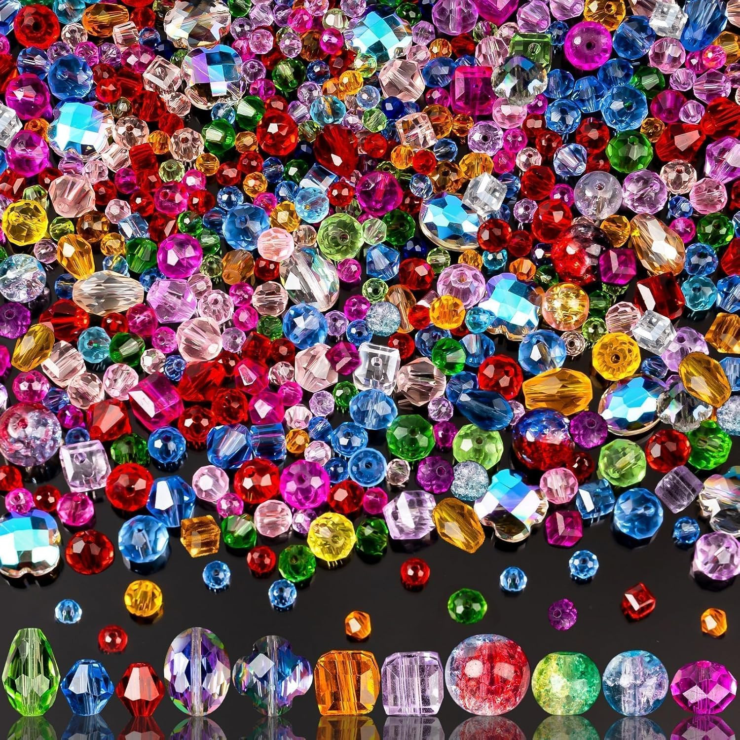 636Pcs Glass Beads for Jewelry Making Assorted Crystal Beads with Loose Beads f