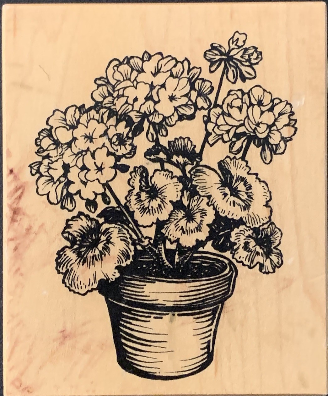 PSX G-2009 Geranium Potted Flowers Rubber Stamp
