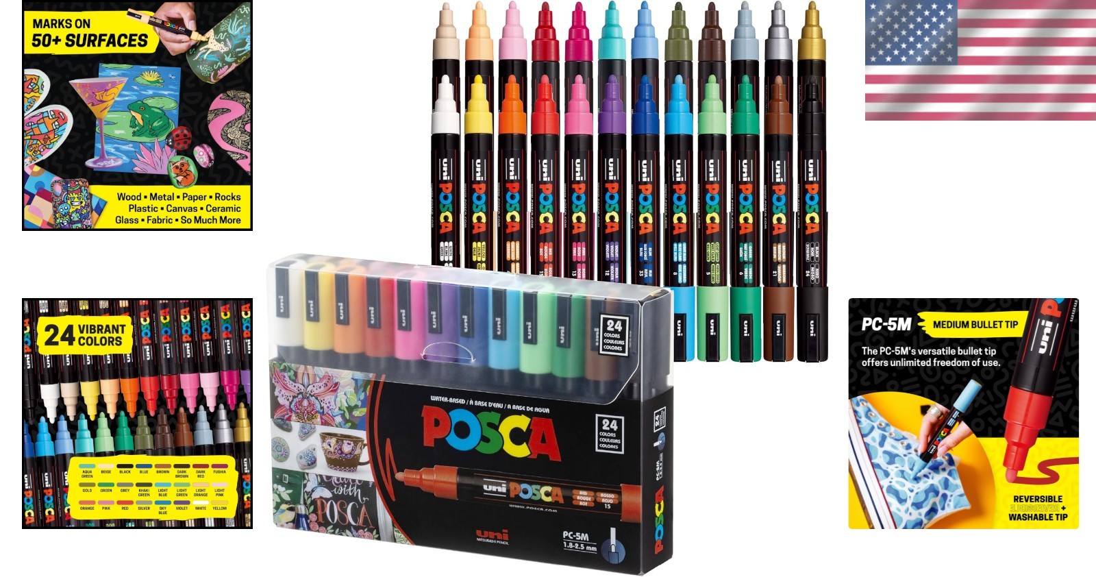 Assorted Colors Paint Markers 24 Pack, Medium Tip