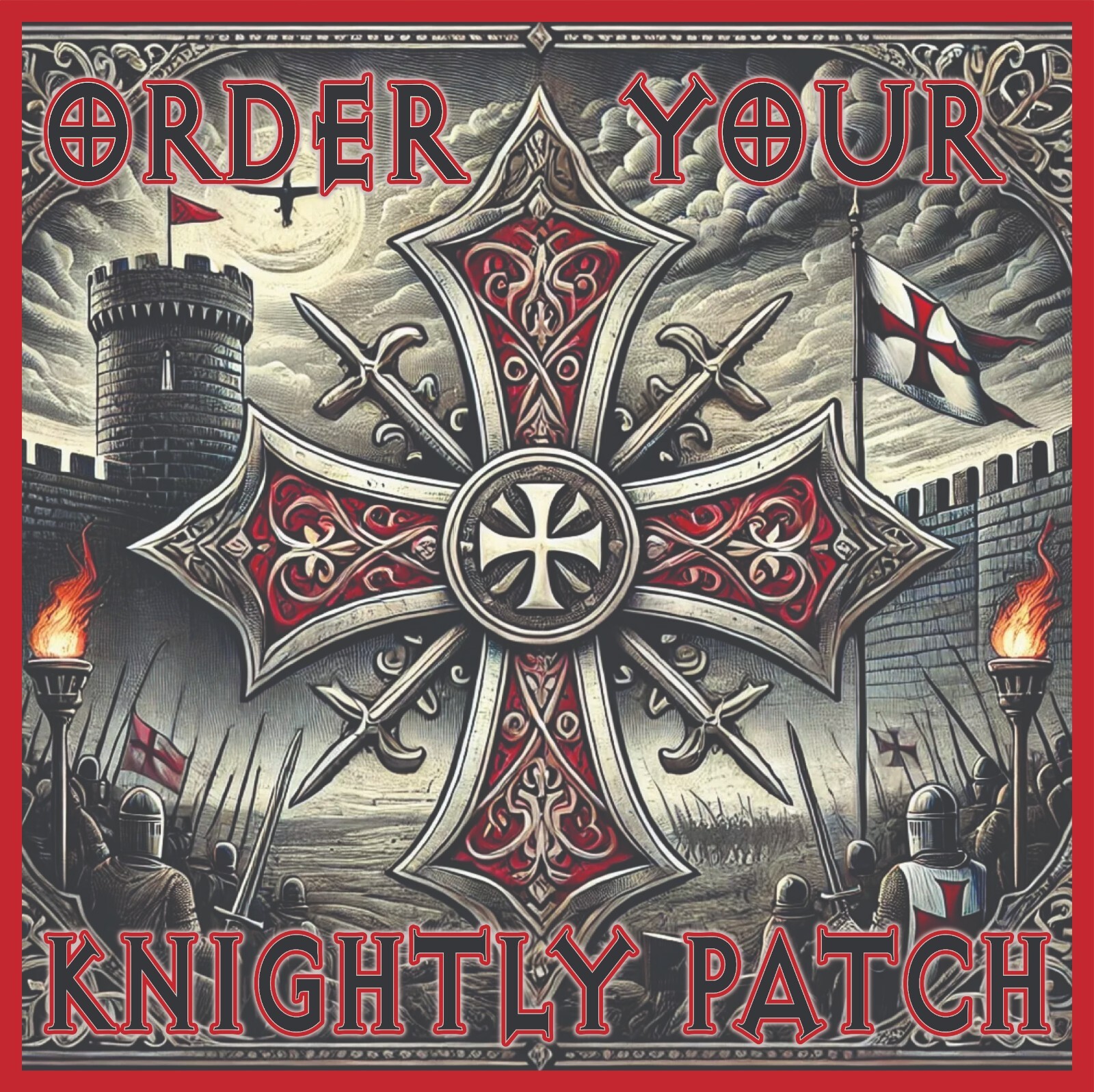 LARGE SIZE Knight Templar Cross Patch Iron On RELIGIOUS MILITARY APPLIQUE