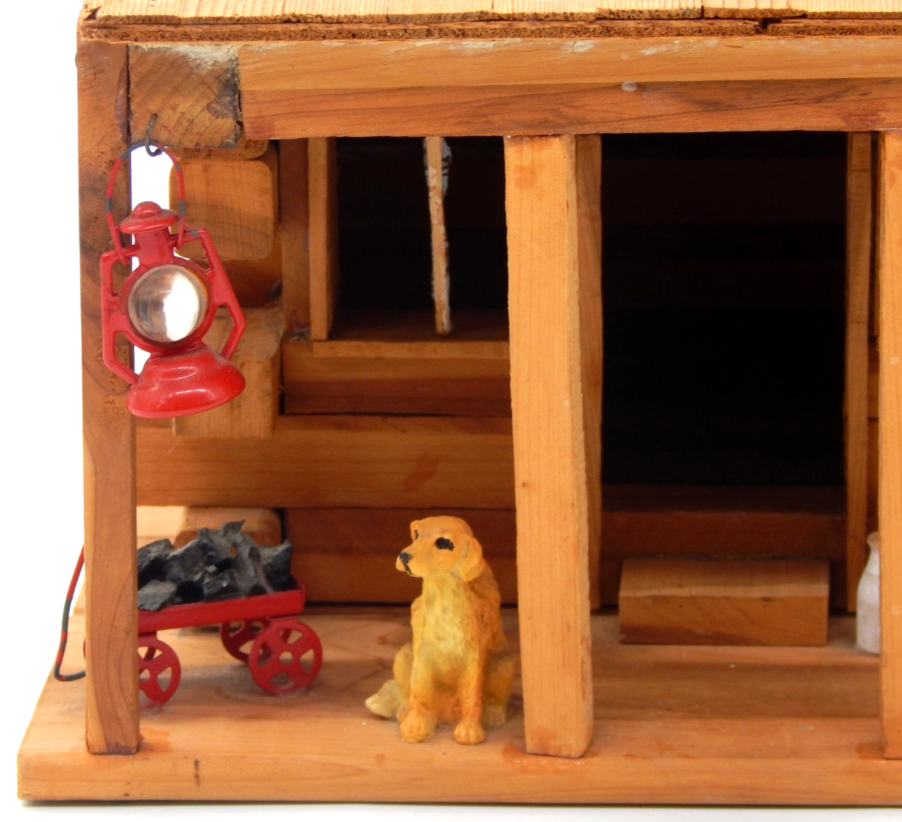 Vintage Folk Art Wood Cabin Miniature 1999 Signed Artisan Handmade Made in USA