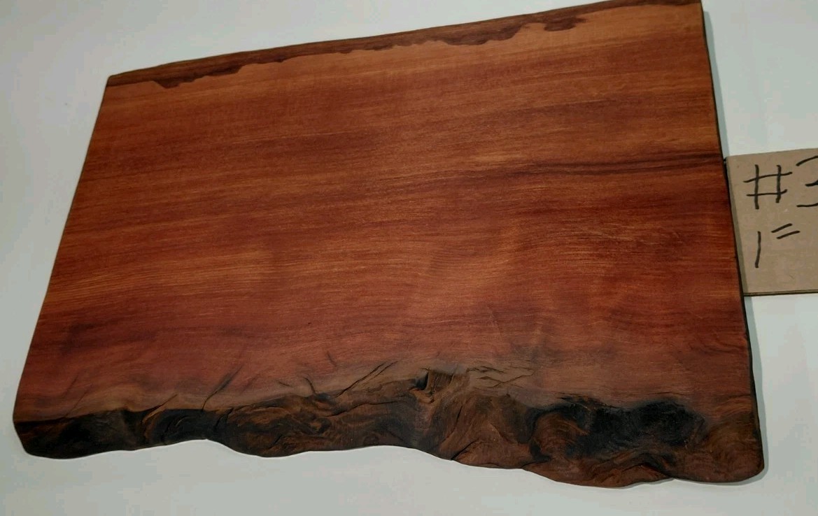 Old Growth Redwood root live edge slab w/light burned edges