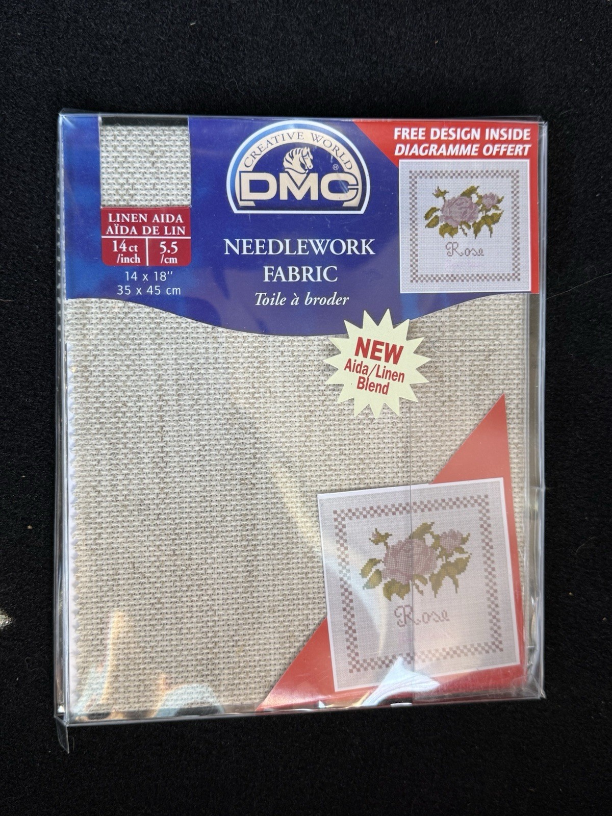 DMC Needlework Fabric AIDA 14ct 14”x18” Large Tan Brown Sparkle Cross Stitch