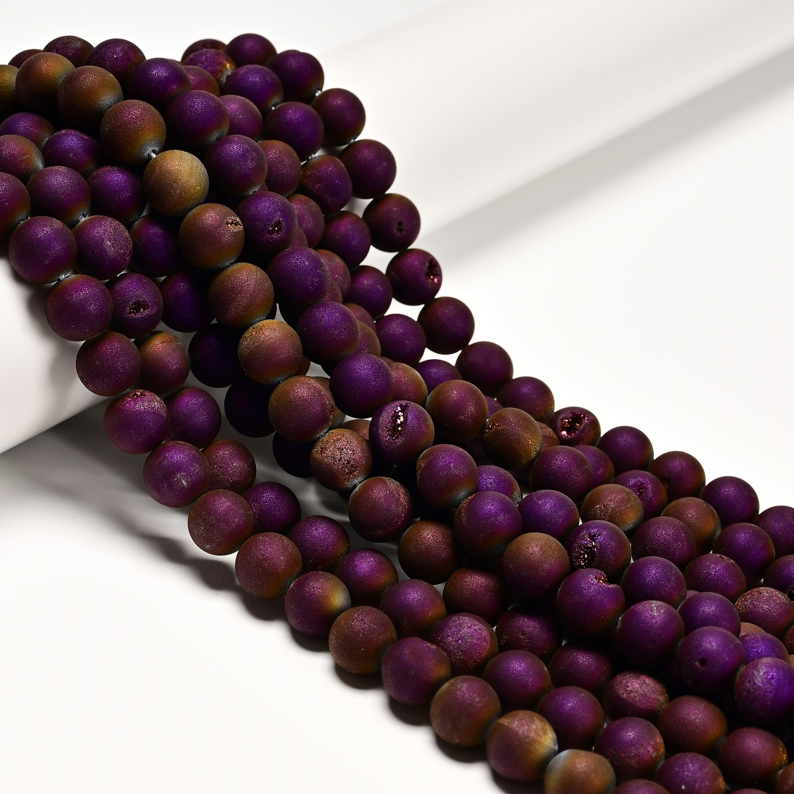 Purple Druzy Agate Matte Round Beads 6mm 8mm 10mm 15.5″ Strand