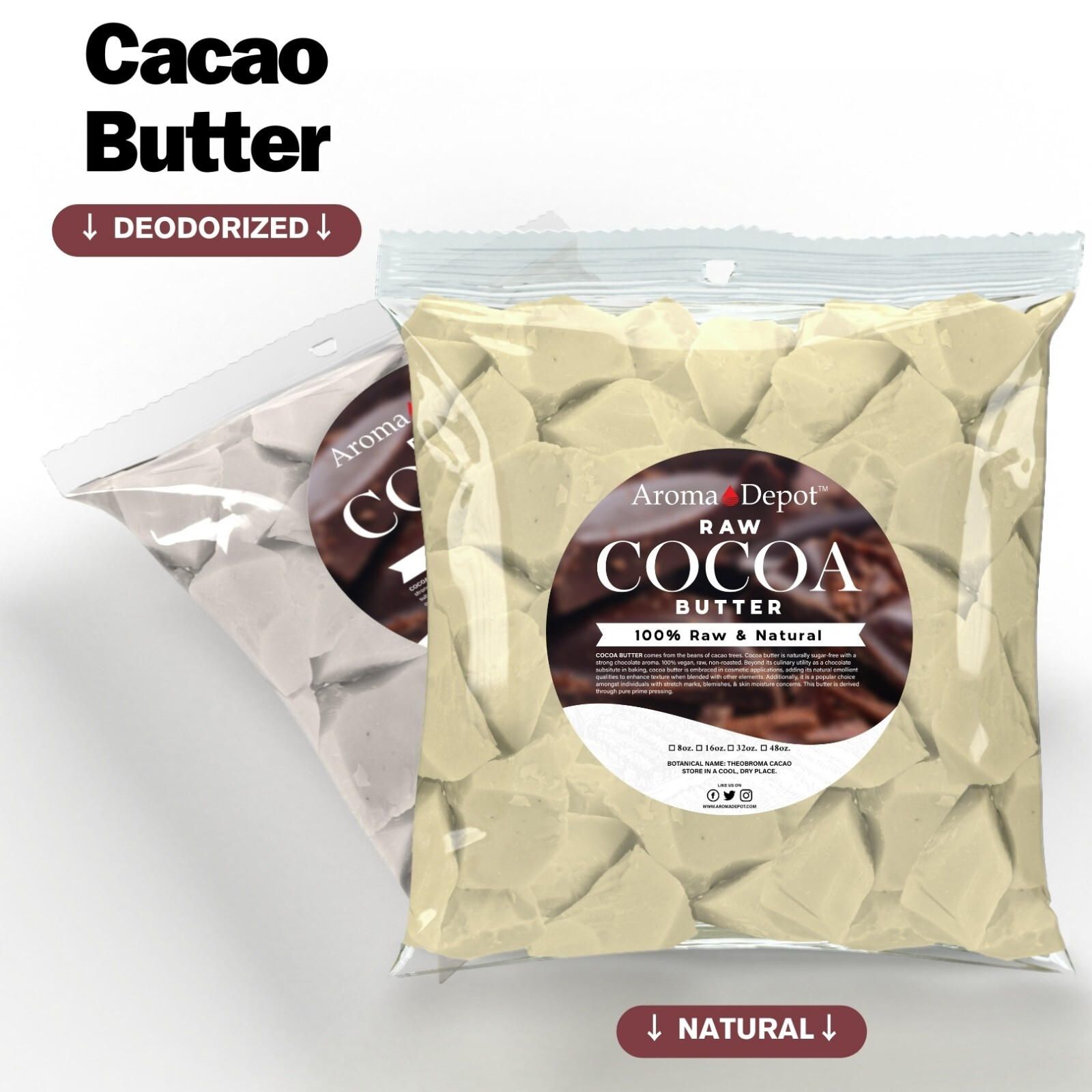 Cocoa Butter 8 oz. Raw 100% Pure Natural FOOD-GRADE Prime Pressed Cacao Butter