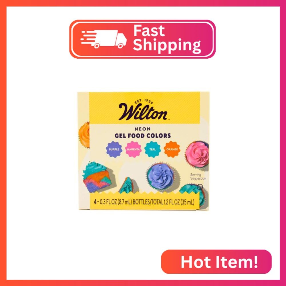 Wilton Neon Food Coloring Gel Icing Color Set, Vibrant Gel-Based Cake & Cookie D
