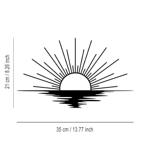 Line Sunrise Sunset Metal Wall Decor – Minimalist Room Decor Wall Art Black