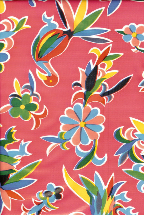 Oilcloth Fabric Exotic Aztec Pink Pattern Sold in Yard or Bolt