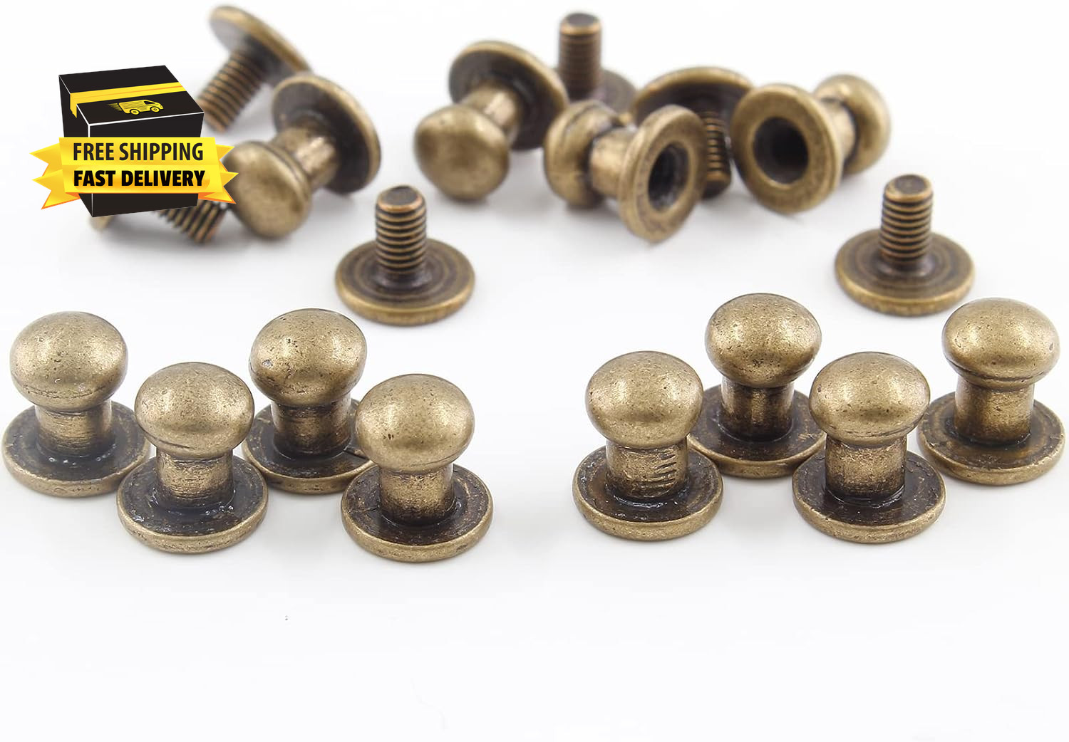 30Set 6Mm round Head Button Studs Bronze Button Stud Screw Leather Button Rivets
