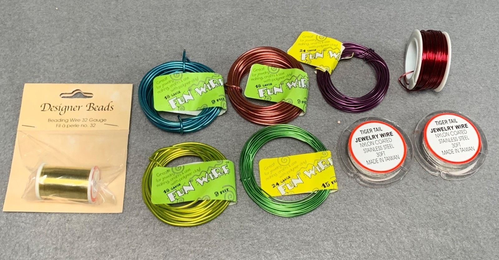 Assorted Jewelry Wire Set – Fun Wire & Tiger Tail – 18-32 Gauge – 9-15 Feet Each