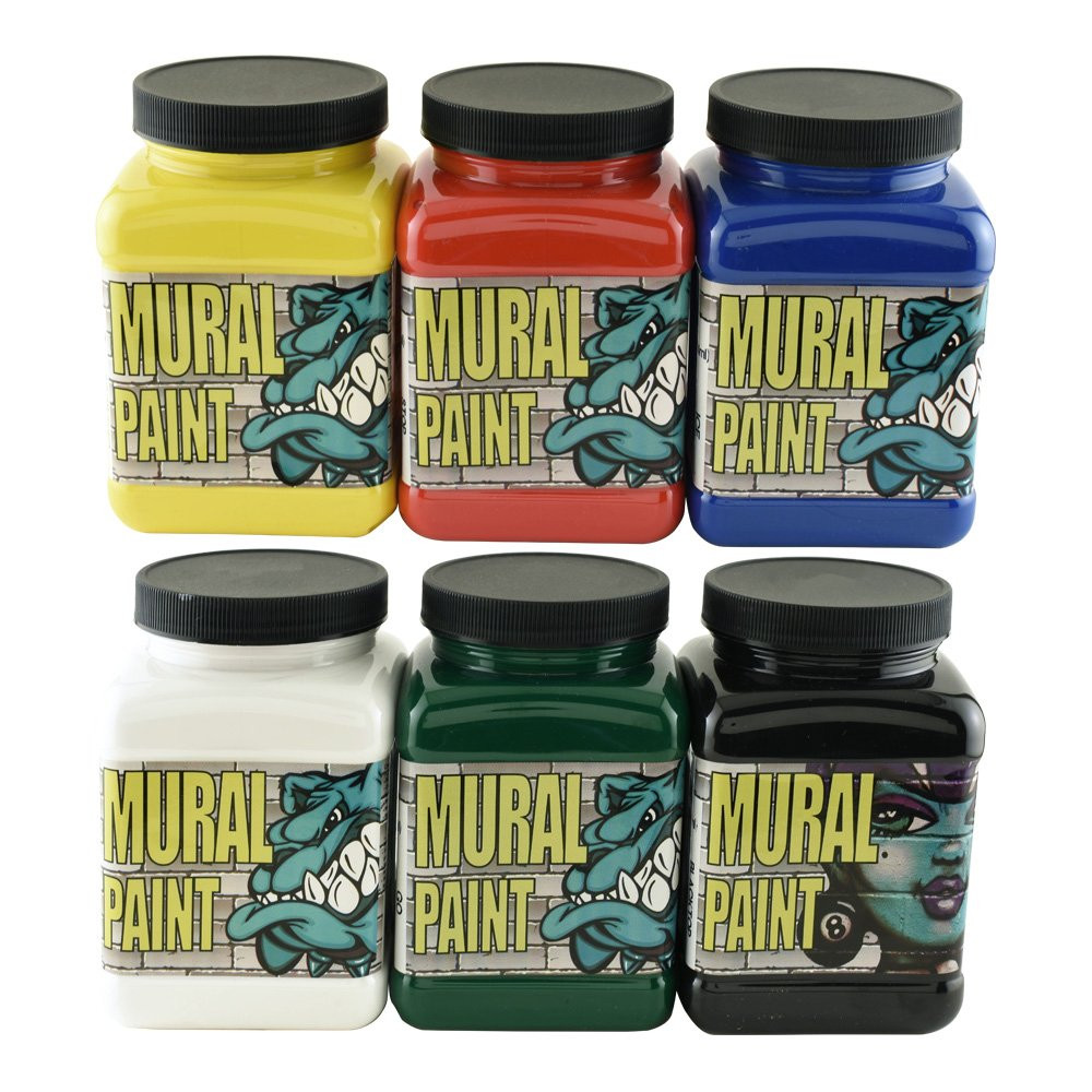 Mural Paint, Assorted Primary Colors, Pints, Set of 6