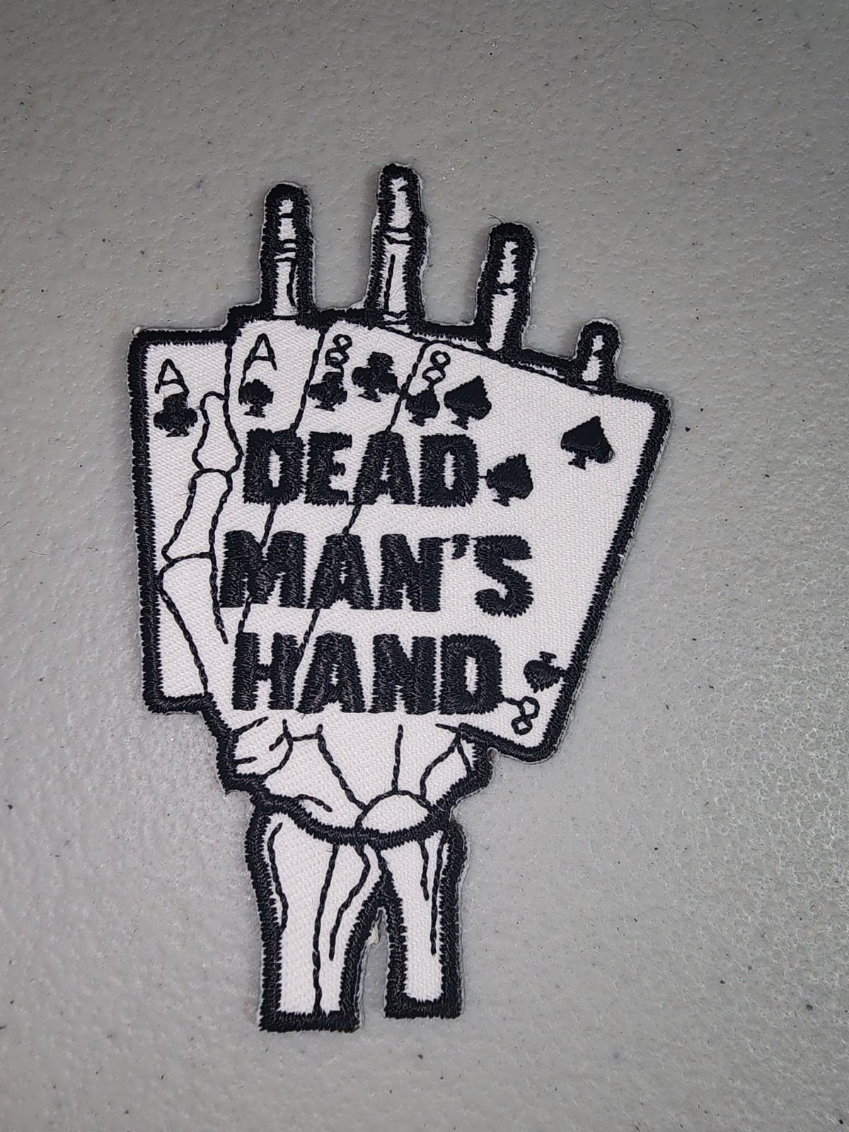 Dead Mans Hand Embroidered Patch 3 in x 2.25 in Sew On or Iron On