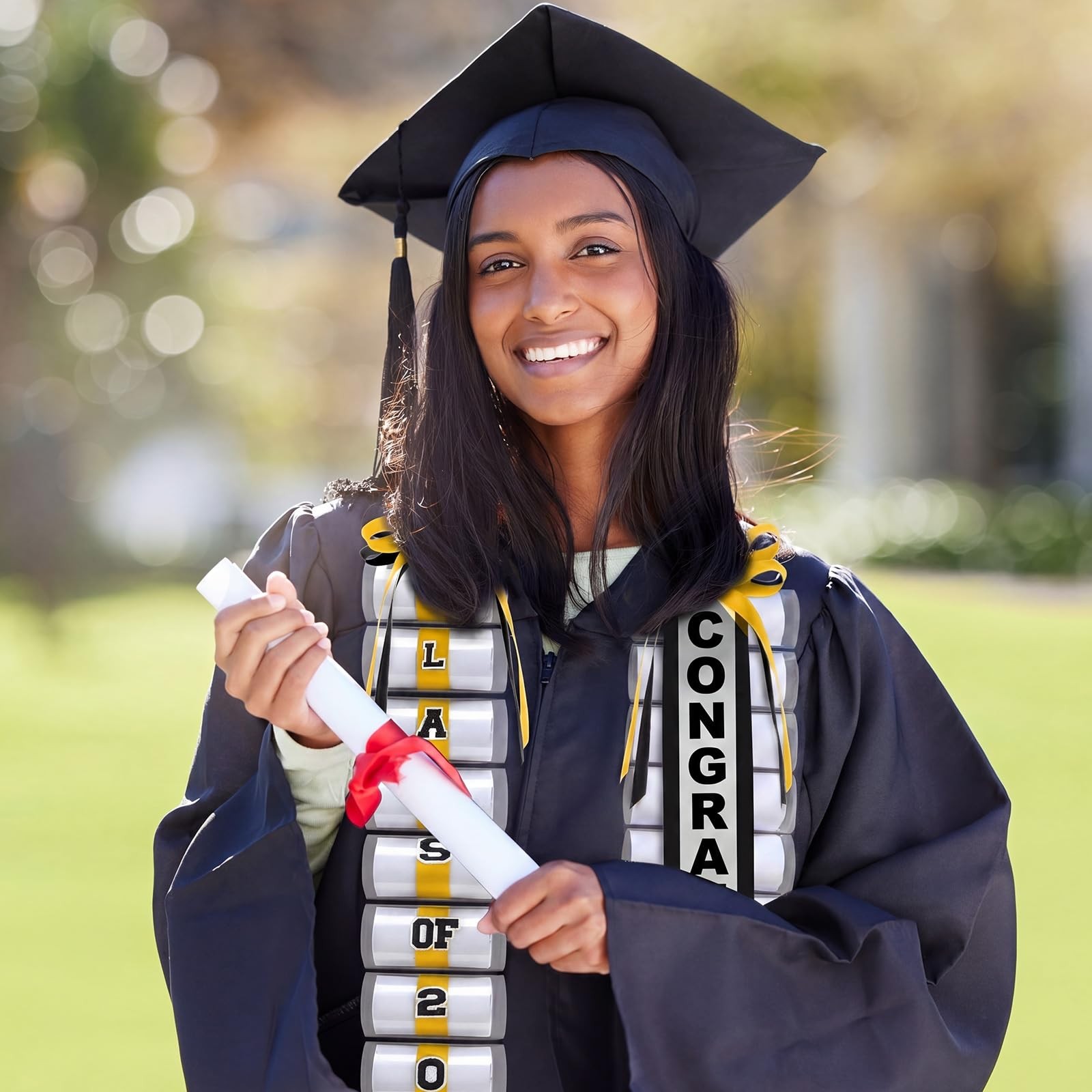 Black Gold Graduation Money Lei Class Of 2026 Ribbon Cash Gift High School