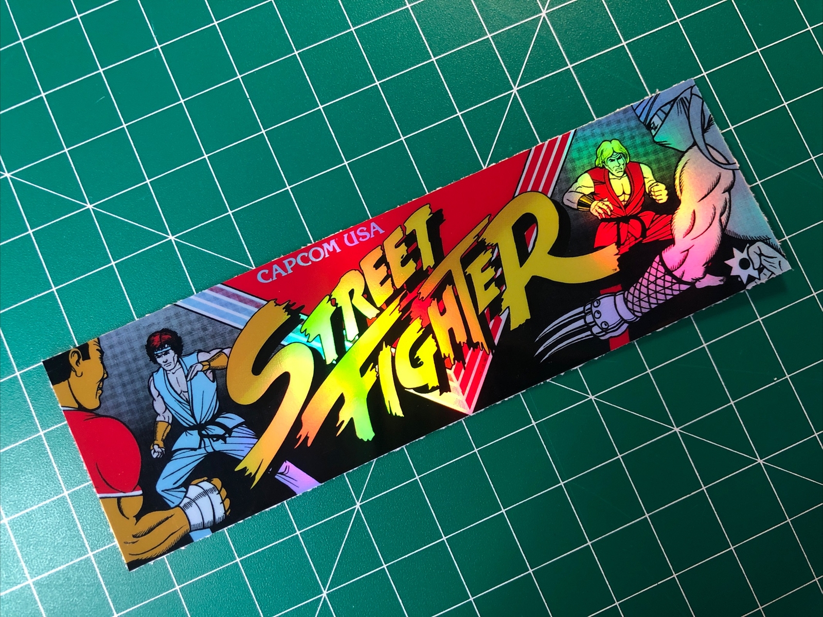 Street Fighter Arcade Marquee 1.75×5.75” Sticker Decal Holographic Glossy Vinyl