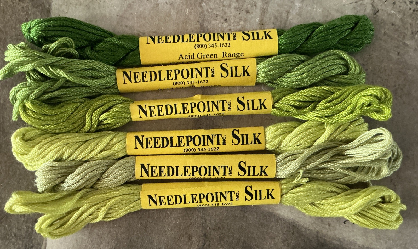Acid Green Needlepoint Inc Silk 6 Skeins 8‑Ply Stranded Embroidery Floss Thread