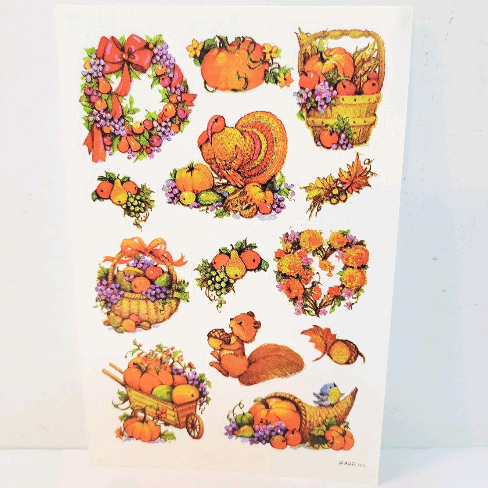 Vtg American Greetings Thanksgiving Fall Autumn Turkeys Harvest Sticker Sheet