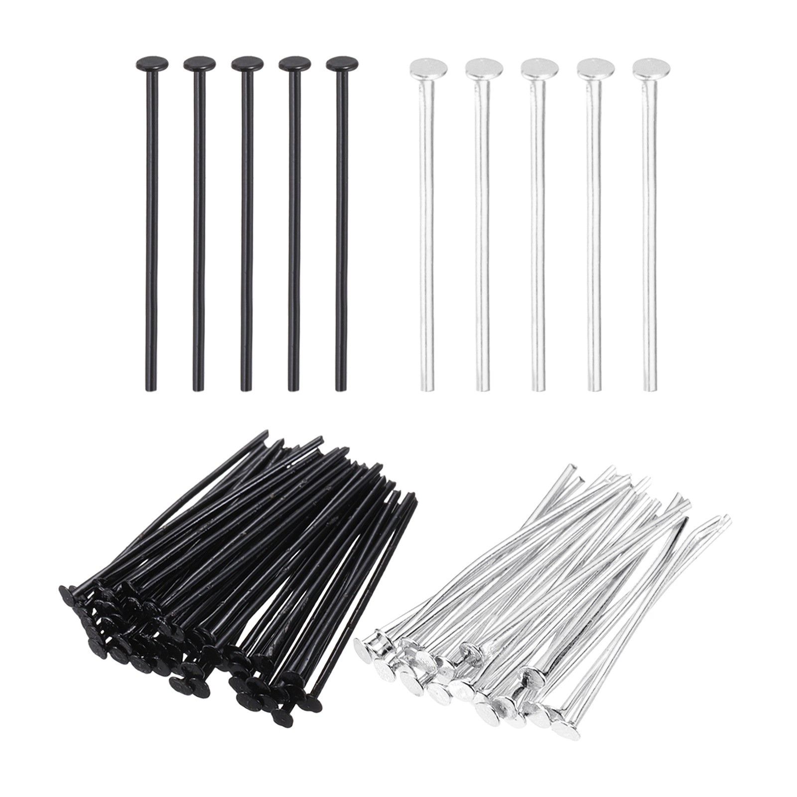 1 Inch Flat Head Pins, Jewelry Making Headpins-400Pcs(Silver Black)