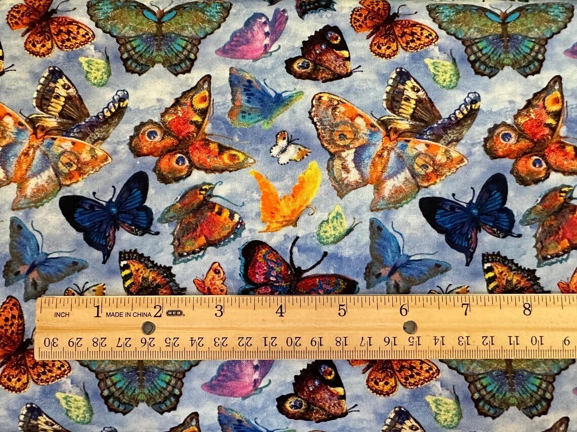 Love is All Around Beauty In Flight Blue Butterflies BTY 44″ Wide