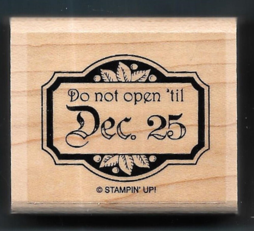 DO NOT OPEN til DEC 25 BANNER STAMP mail GIT TAG CARD Stampin Up! Rubber Craft