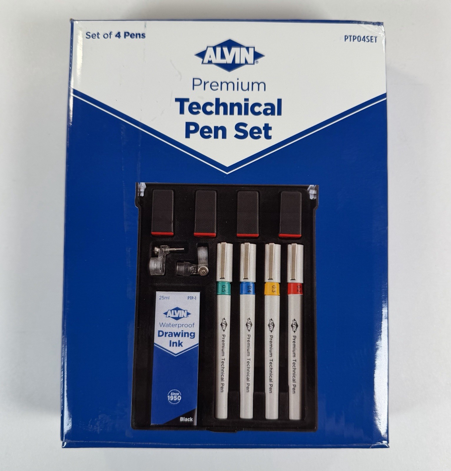 Alvin PTP04SET Refillable Technical Pen Set 0.2mm 0.3mm 0.4mm 0.5mm Vintage New