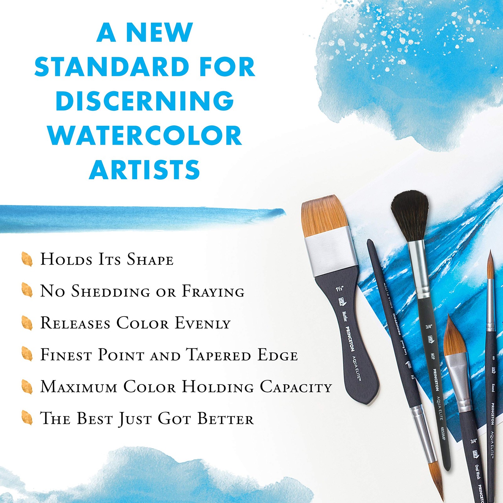 Princeton Aqua Elite, Series 4850, Synthetic Kolinsky Watercolor Paint Brush,…