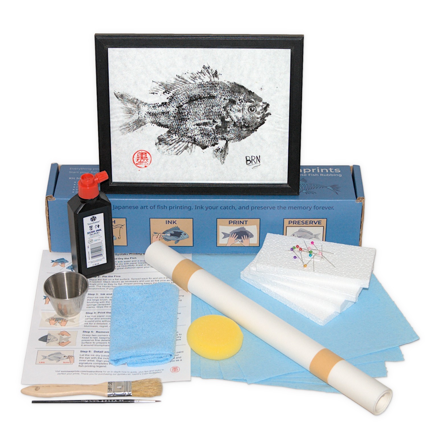 DIY Fish Printing Kit – Taxidermy Alternative – Gyotaku Art Gift – 10ft of Paper