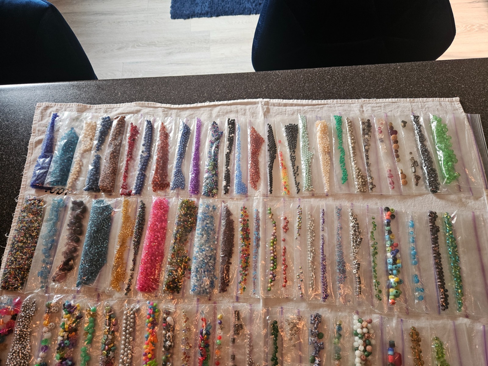 Huge lot of 95+ bags of assorted beads; glass metal wood plastic beads charms
