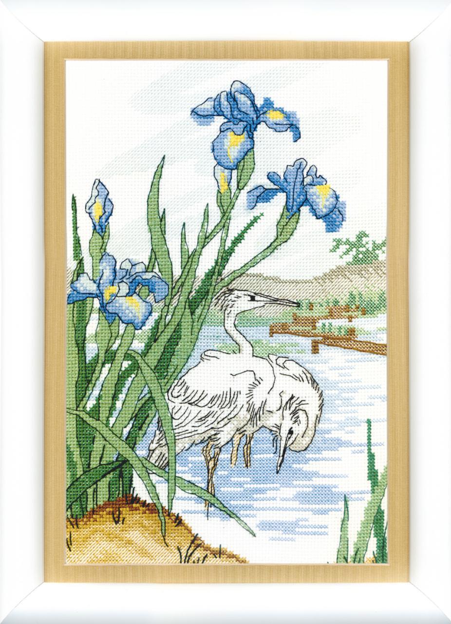 DIY Counted Cross Stitch Kit “At the pond” 7.1×10.4 in / 18.0×26.5 cm