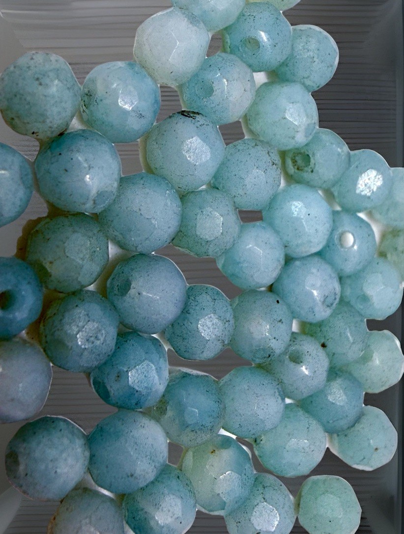 Assortment Of Aqua Gemstone Spacer Beads 4mm Faceted Round