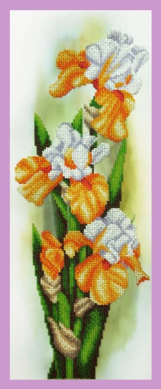 Bead embroidery kit Yellow irises hand embroidery needlework kit