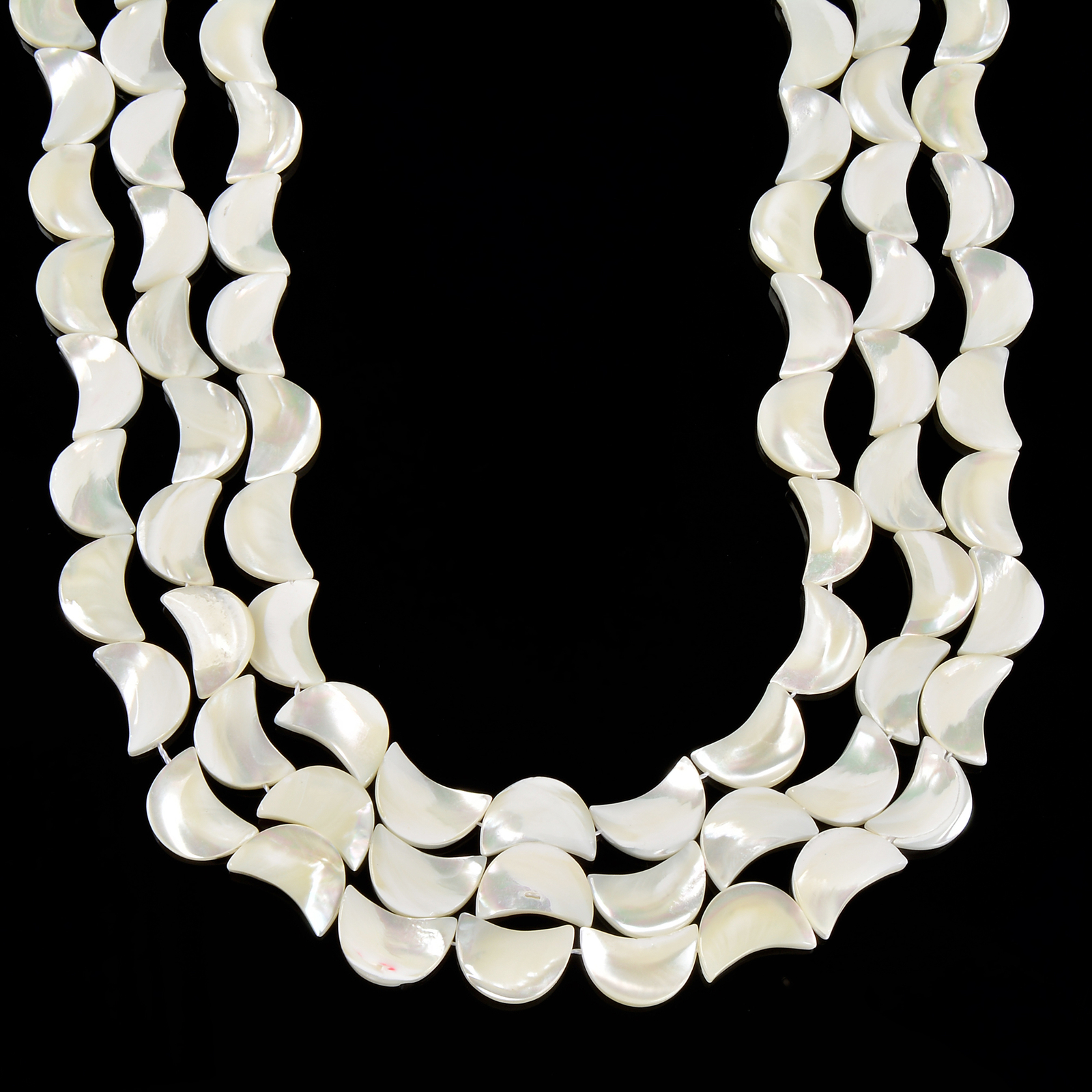 Iridescent White Mother of Pearl MOP Shell Moon Beads 7x10mm 8x12mm 15.5” Strd