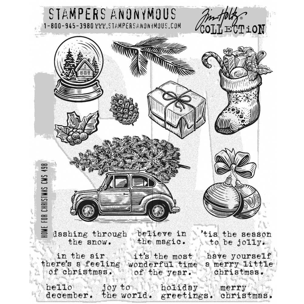 Tim Holtz Stampers Anonymous “HOME FOR CHRISTMAS” Stamp Set CMS498- 2024